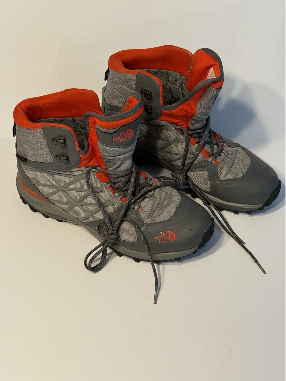 The North Face Men’s 11 Gore-Tex Hiking Boots Vibram Sole Gray Orange